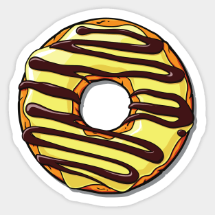 Yellow Donut, Doughnut, Chocolate, Icing, Frosting Sticker